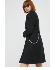 Płaszcz płaszcz wełniany kolor czarny przejściowy - Answear.com Love Moschino