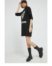 Sukienka sukienka bawełniana kolor czarny mini prosta - Answear.com Love Moschino