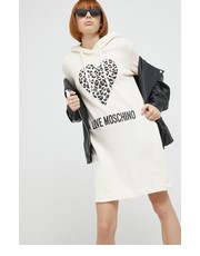 Sukienka sukienka bawełniana kolor beżowy mini prosta - Answear.com Love Moschino