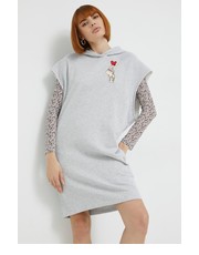 Sukienka sukienka bawełniana kolor szary mini prosta - Answear.com Love Moschino
