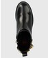 Botki Love Moschino botki skórzane damskie kolor czarny na płaskim obcasie