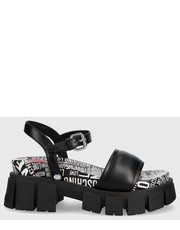 Sandały sandały skórzane damskie kolor czarny na platformie - Answear.com Love Moschino