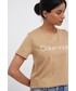 Bluzka Calvin Klein  t-shirt bawełniany kolor beżowy
