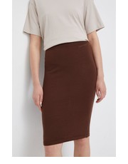 Spódnica spódnica wełniana kolor brązowy midi ołówkowa - Answear.com Calvin Klein 