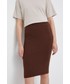 Spódnica Calvin Klein  spódnica wełniana kolor brązowy midi ołówkowa