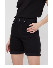 Spodnie szorty jeansowe damskie kolor czarny gładkie high waist - Answear.com Calvin Klein 