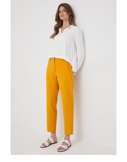 Spodnie spodnie z domieszką wełny damskie kolor pomarańczowy proste high waist - Answear.com Calvin Klein 