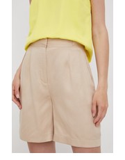 Spodnie szorty damskie kolor beżowy gładkie high waist - Answear.com Calvin Klein 