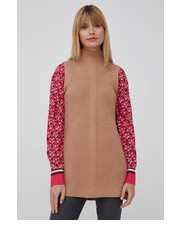 Sweter kamizelka z domieszką wełny damski kolor brązowy ciepły z półgolfem - Answear.com Calvin Klein 
