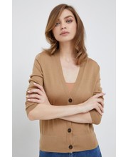 Sweter kardigan wełniany damski kolor brązowy lekki - Answear.com Calvin Klein 