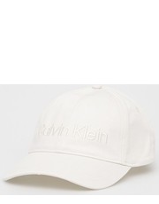 Czapka czapka bawełniana kolor biały z aplikacją - Answear.com Calvin Klein 