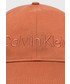 Czapka Calvin Klein  czapka bawełniana kolor brązowy z aplikacją