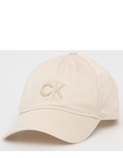Czapka czapka kolor beżowy z aplikacją - Answear.com Calvin Klein 