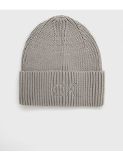 Czapka czapka kolor szary z grubej dzianiny - Answear.com Calvin Klein 