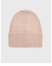 Czapka czapka kolor różowy z grubej dzianiny - Answear.com Calvin Klein 
