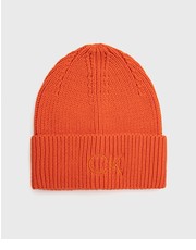 Czapka czapka kolor pomarańczowy z grubej dzianiny - Answear.com Calvin Klein 