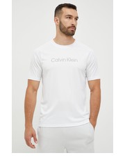 T-shirt - koszulka męska Performance t-shirt treningowy CK Essentials kolor biały z nadrukiem - Answear.com Calvin Klein 