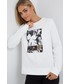 Bluza Calvin Klein  bluza damska kolor biały z kapturem z nadrukiem