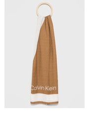 Szalik chusta damska kolor beżowy wzorzysta - Answear.com Calvin Klein 