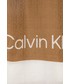 Szalik Calvin Klein  chusta damska kolor beżowy wzorzysta