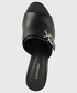 Klapki Calvin Klein  klapki skórzane damskie kolor czarny na słupku