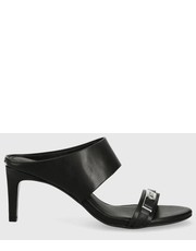 Klapki klapki skórzane Essentia Mule damskie kolor czarny na szpilce - Answear.com Calvin Klein 