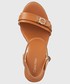 Sandały na obcasie Calvin Klein  sandały skórzane damskie kolor brązowy na koturnie