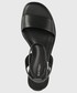 Sandały na obcasie Calvin Klein  sandały skórzane damskie kolor czarny na koturnie
