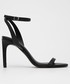 Sandały na obcasie Calvin Klein  sandały skórzane Essentia kolor czarny