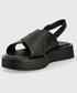 Sandały Calvin Klein  sandały skórzane Flatform Sandal damskie kolor czarny na platformie