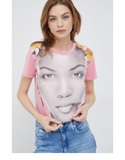 Bluzka t-shirt bawełniany kolor różowy - Answear.com Desigual