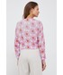 Sweter Desigual kardigan damski kolor różowy lekki