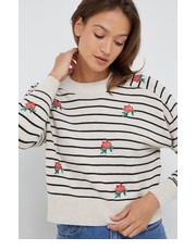 Sweter sweter z domieszką wełny damski kolor beżowy lekki - Answear.com Desigual