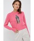 Sweter Desigual sweter z domieszką wełny damski kolor różowy lekki