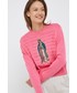 Sweter Desigual sweter z domieszką wełny damski kolor różowy lekki