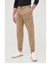 Spodnie męskie spodnie męskie kolor beżowy proste - Answear.com Desigual