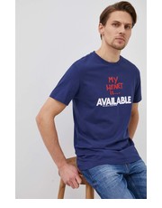 T-shirt - koszulka męska t-shirt bawełniany kolor granatowy z nadrukiem - Answear.com Desigual