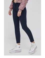 Spodnie spodnie damskie kolor granatowy dopasowane medium waist - Answear.com Tom Tailor