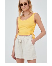 Spodnie szorty damskie kolor beżowy gładkie high waist - Answear.com Tom Tailor
