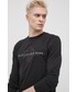 T-shirt - koszulka męska Tom Tailor Longsleeve bawełniany kolor czarny z nadrukiem