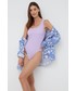 Strój kąpielowy Pieces jednoczęściowy strój kąpielowy Vivian kolor fioletowy lekko usztywniona miseczka