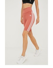 Spodnie adidas Originals szorty damskie kolor pomarańczowy z aplikacją high waist - Answear.com Adidas Originals