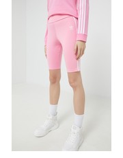 Spodnie adidas Originals szorty damskie kolor różowy z aplikacją high waist - Answear.com Adidas Originals