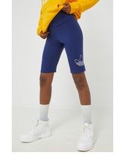 Spodnie adidas Originals szorty damskie kolor granatowy z nadrukiem high waist - Answear.com Adidas Originals