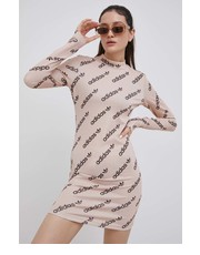 Sukienka sukienka kolor beżowy mini dopasowana - Answear.com Adidas Originals