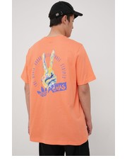 T-shirt - koszulka męska adidas Originals t-shirt bawełniany HT1656 kolor pomarańczowy z nadrukiem - Answear.com Adidas Originals