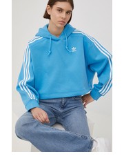 Bluza adidas Originals bluza Adicolor damska kolor turkusowy z kapturem z aplikacją - Answear.com Adidas Originals
