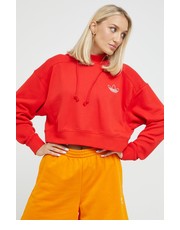 Bluza adidas Originals bluza bawełniana damska kolor czerwony z kapturem z nadrukiem - Answear.com Adidas Originals
