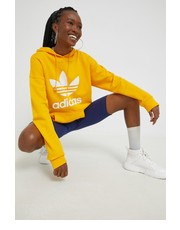 Bluza adidas Originals bluza bawełniana damska kolor żółty z kapturem z nadrukiem - Answear.com Adidas Originals