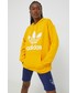 Bluza Adidas Originals adidas Originals bluza bawełniana damska kolor żółty z kapturem z nadrukiem